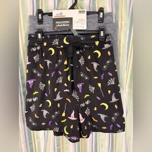 Halloween Spooky 2 Pair Black & Gray Women's Pajama Sleep Lounge Shorts NWT  XL